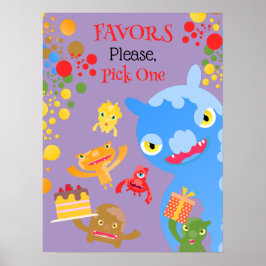 Póster Pequeño Monstruo Fiesta y fiesta de cumpleaños de 