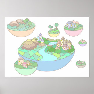 Póster Pequeño mundo dentro de una isla flotante.