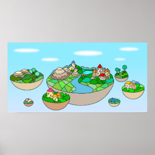 Póster Pequeño mundo dentro de una isla flotante.