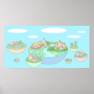 Póster Pequeño mundo dentro de una isla flotante.
