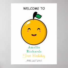 Póster Pequeño Naranja Cutie Citrus Primer Cumpleaños