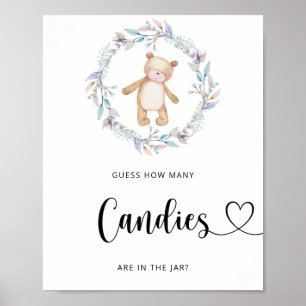 Póster Pequeño oso oso adivina cuántos caramelos