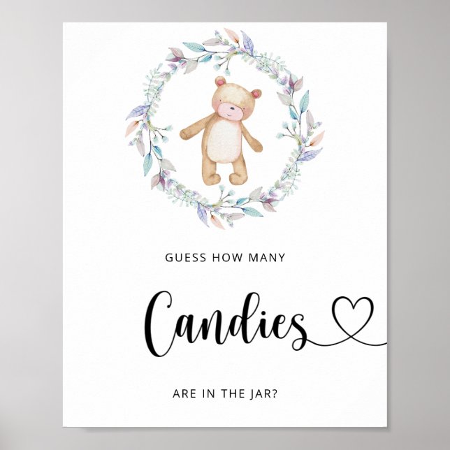 Póster Pequeño oso oso adivina cuántos caramelos (Frente)