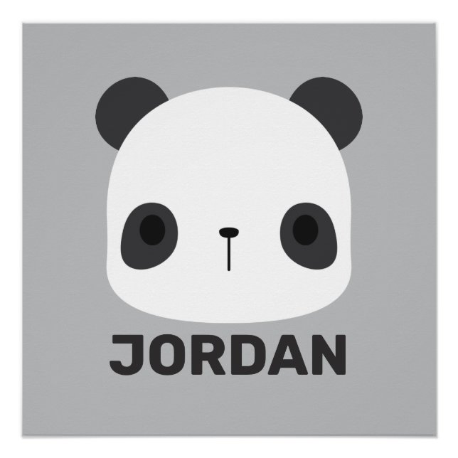 Póster Pequeño oso oso panda con nombre personalizado (Anverso)