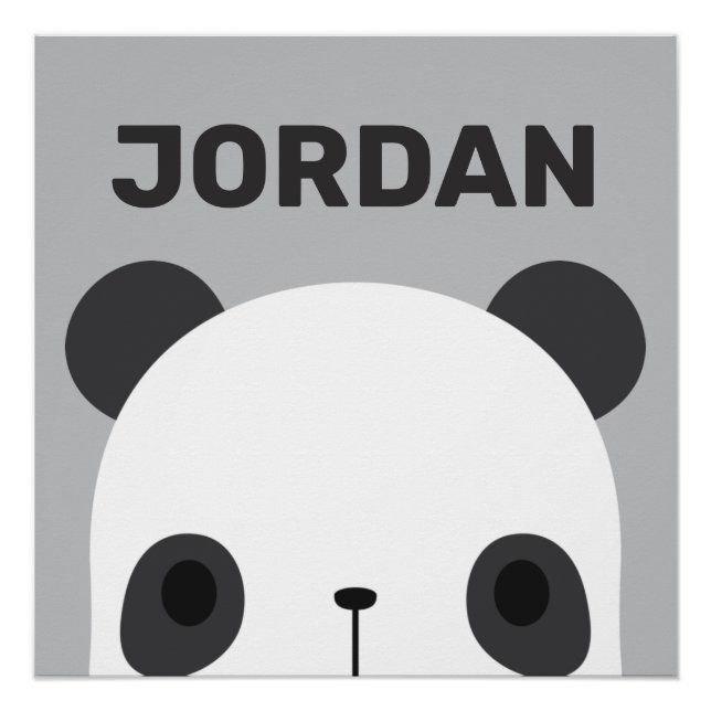 Póster Pequeño oso oso panda con nombre personalizado (Anverso)