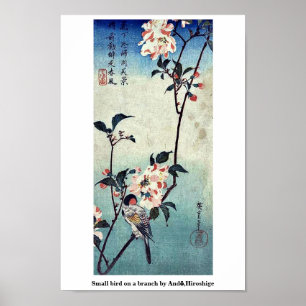 Póster Pequeño pájaro en una rama por Andō, Hiroshige