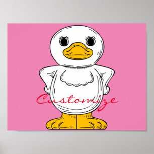 Póster Pequeño pato blanco en pie de trueno