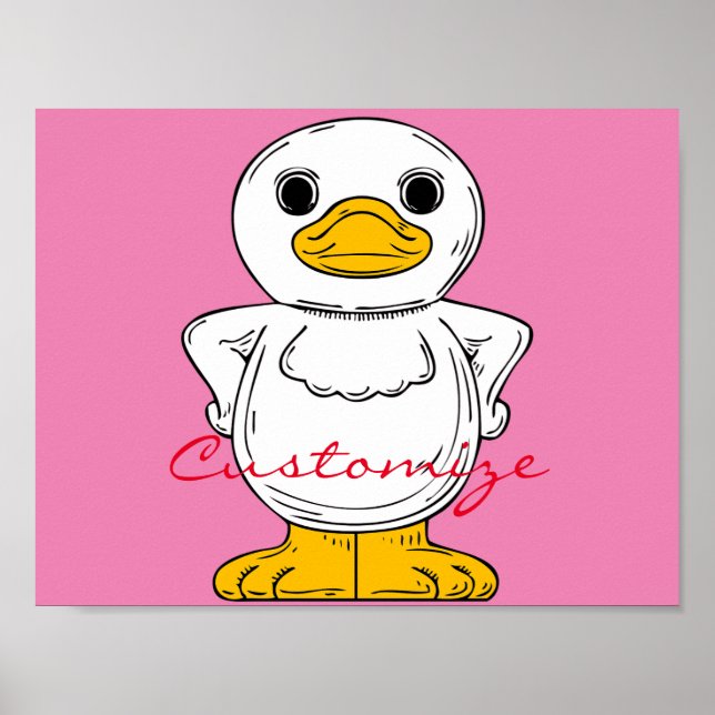 Póster Pequeño pato blanco en pie de trueno (Frente)