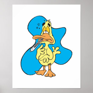 Póster pequeño pato enfermo
