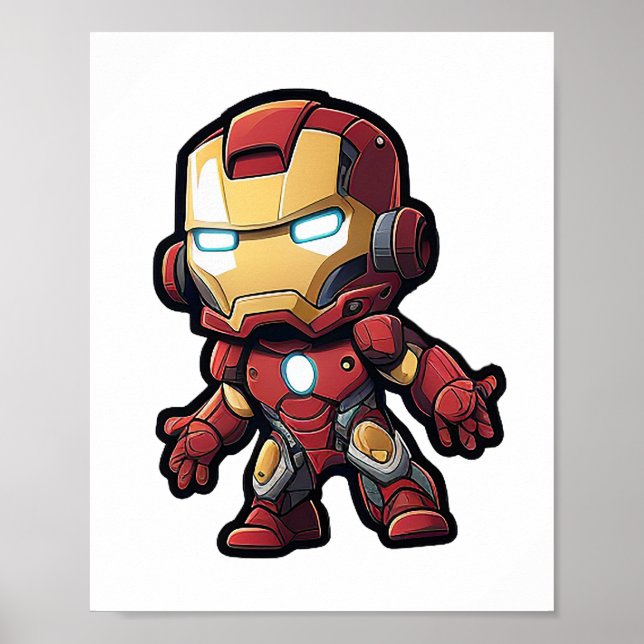 Póster pequeño personaje adorable de superhéroe al estilo (Frente)