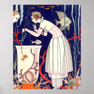 PÓSTER PEQUEÑO PEZ IMPRESIONANTE, MODA DE BELLEZA ART DÉC