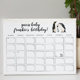 Póster Pequeño pingüino adivina el juego de Baby Shower d