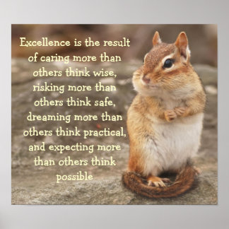 Póster Pequeño Poster de citas de excelencia de Chipmunk