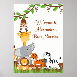 Póster Pequeño Poster de ducha de animales de la jungla d