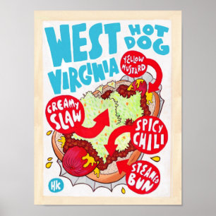 Póster Pequeño poster del perrito caliente de Virginia