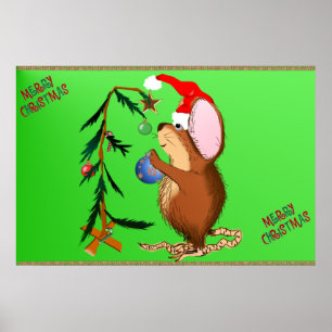 Póster Pequeño poster del ratón del navidad