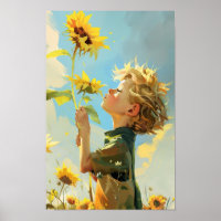 Pequeño Príncipe Caprichoso Olfateando Girasoles C