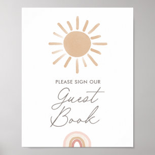 Póster Pequeño rayo de sol Baby Shower Rótulo de libros p
