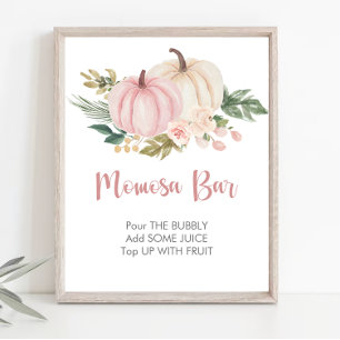 Póster Pequeño Rótulo de bar Momosa de Baby Shower de cal