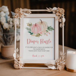 Póster Pequeño Rótulo de calabaza Baby Shower Diaper Raff