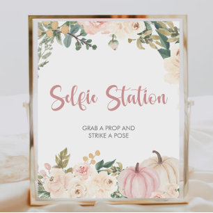 Póster Pequeño Rótulo de la estación Baby Shower Selfie d