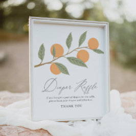 Póster Pequeño Rótulo de pañales Baby Shower Cutie Raffle