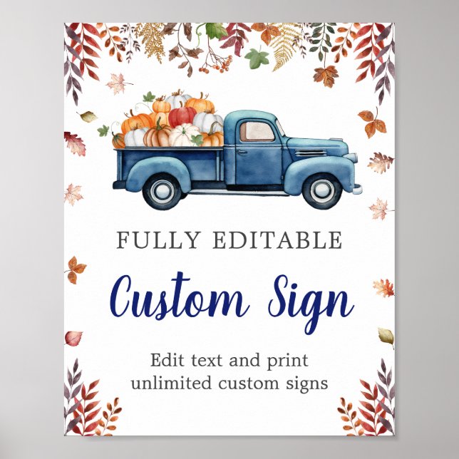 Póster Pequeño Rótulo de Personalizado Baby Shower de cal (Frente)