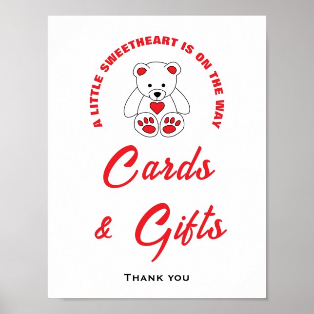 Póster Pequeño Rótulo de tarjetas y regalos de Baby Showe (Frente)