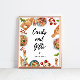 Póster Pequeño Rótulo de tarjetas y regalos de comida ita