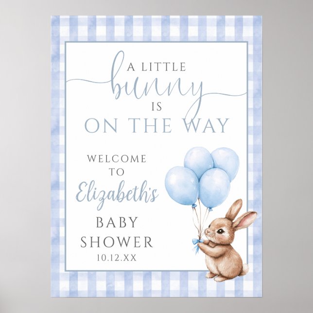 Póster Pequeño signo de bienvenida azul de Baby Shower (Frente)