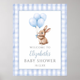 Póster Pequeño signo de bienvenida azul de Baby Shower