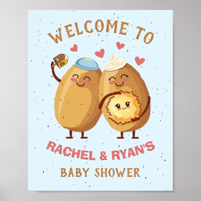 Póster Pequeño signo de bienvenida de Baby Shower Latke (Frente)