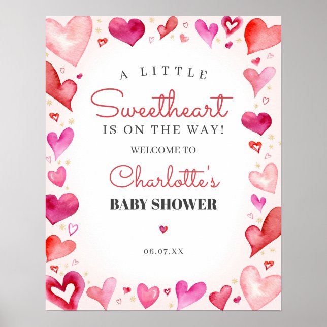 Póster Pequeño símbolo de bienvenida de Baby Shower (Frente)
