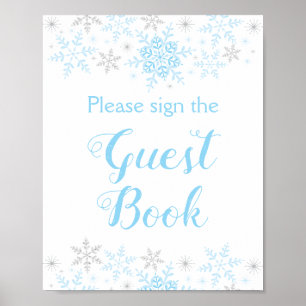 Póster Pequeño Snowflake Boy Baby Shower Rótulo de libros
