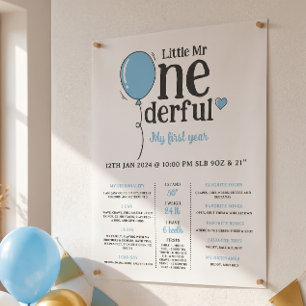 Póster Pequeño Sr. Onederful Primer Cumpleaños Hito
