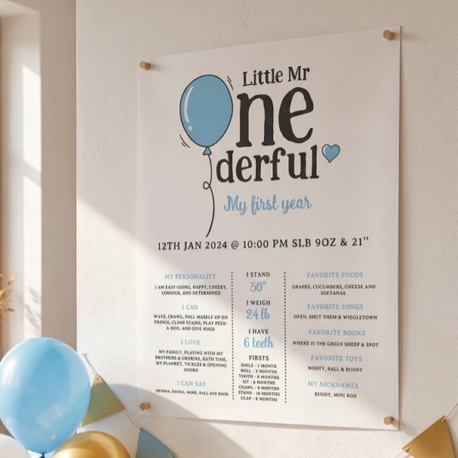 Póster Pequeño Sr. Onederful Primer Cumpleaños Hito (Subido por el creador)