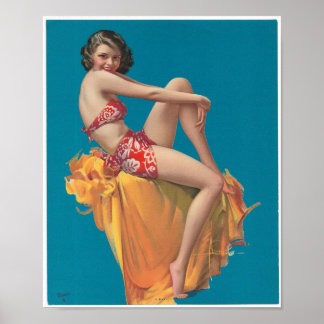 Póster ■ ・ Pequeño tamaño de pinza de cosecha de vintage