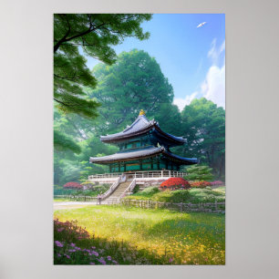 Póster Pequeño templo en el jardín