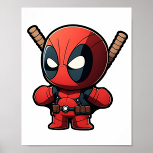 Póster pequeño y lindo personaje de historieta al estilo