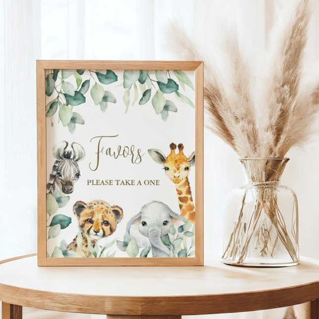 Póster Pequeño y salvaje Safari Baby Shower favorece el R (Favors Sign)