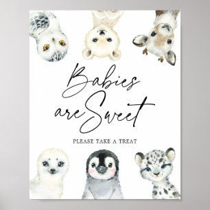 Póster Pequeños bebés de Baby Shower del Ártico son Rótul