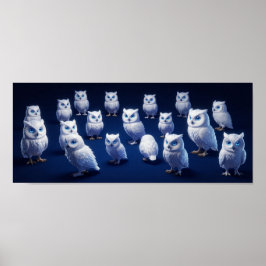 Póster Pequeños búhos blancos