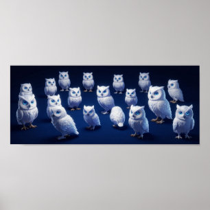 Póster Pequeños búhos blancos