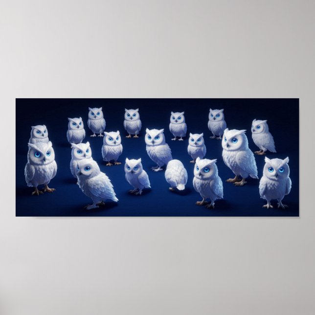 Póster Pequeños búhos blancos (Frente)