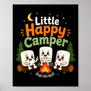Póster Pequeños campistas felices niños acampando escuadr