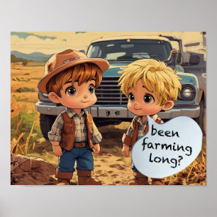 Póster Pequeños chicos granjeros - ¿Han sido largos Farmi
