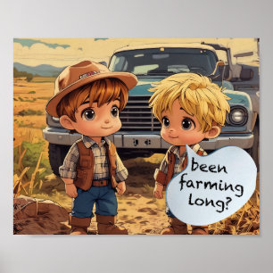 Póster Pequeños chicos granjeros - ¿Han sido largos Farmi