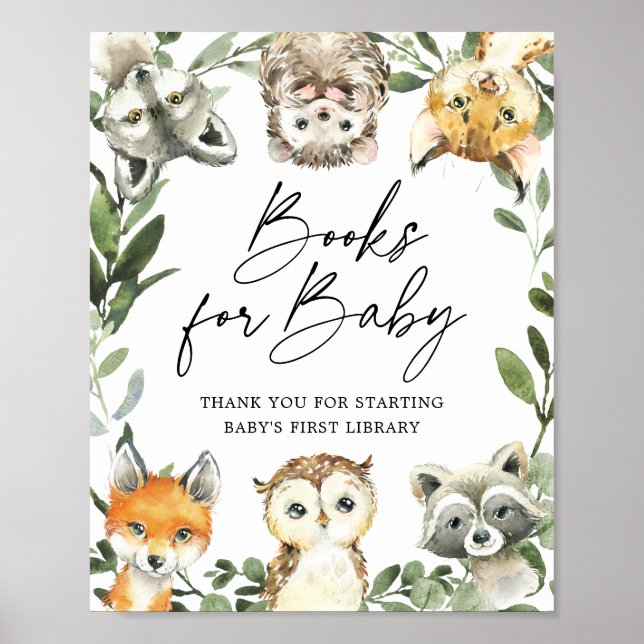 Póster Pequeños Libros De Baby Shower De Woodland Para El (Frente)