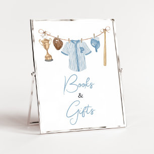 Póster Pequeños libros y regalos de Baby Shower de béisbo