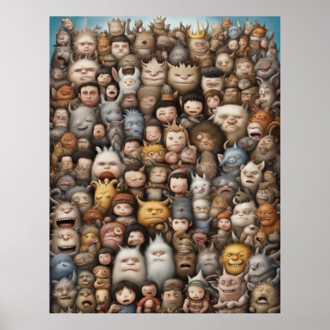 Póster Pequeños monstruos posando para una foto grupal (Frente)